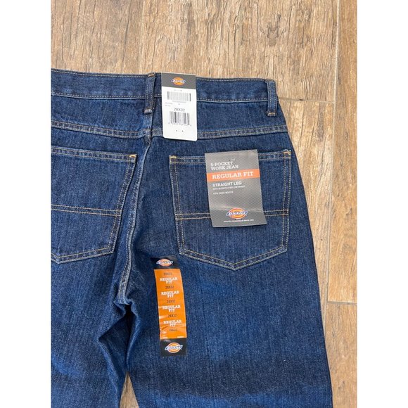 Dickies Dark Blue Jeans Denim Straight Leg Regular Fit Men's Size 28x32 NWT Work - Picture 5 of 5